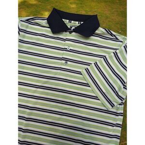Footjoy Athletic Fit Green Black‎ Stripe Polo Shirt - M